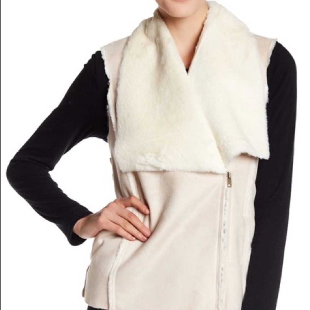 Lucky Brand Faux Shearling Vest (Off white)